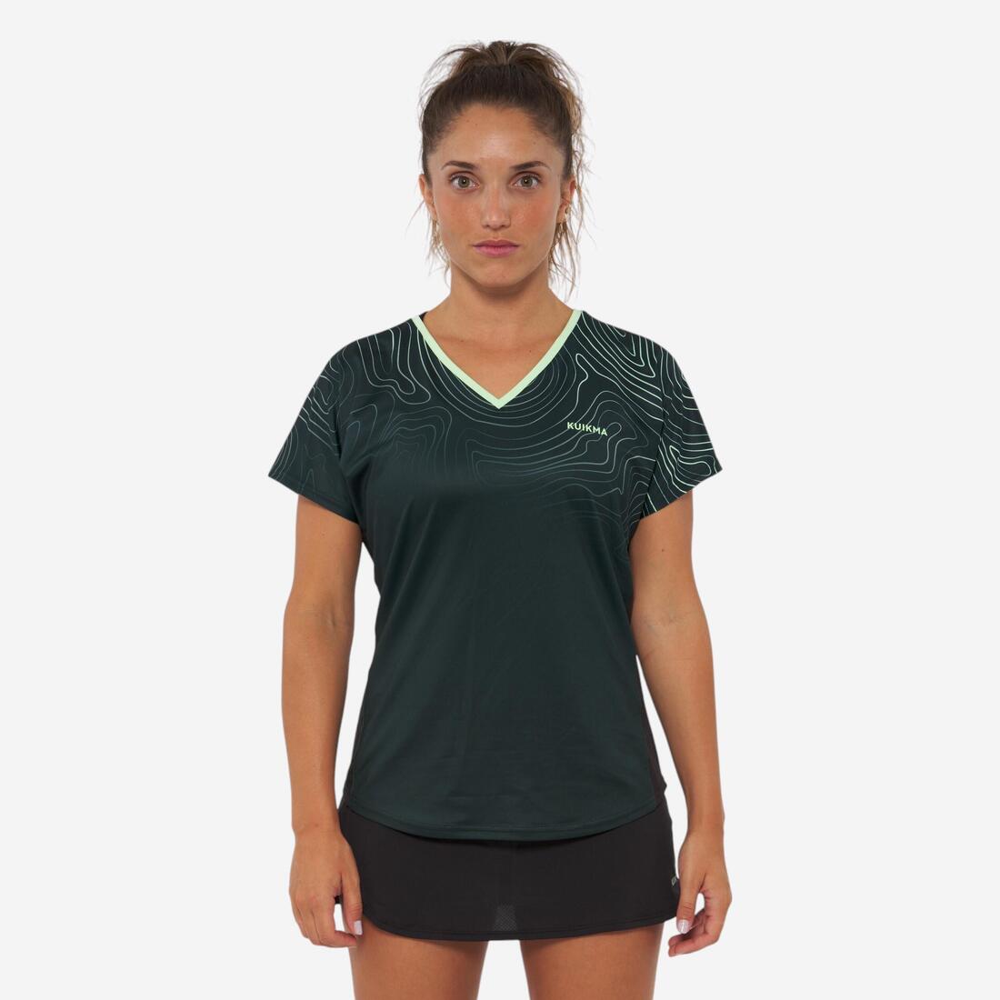 article en promo : T-shirt de padel manches courtes respirant femme- 500