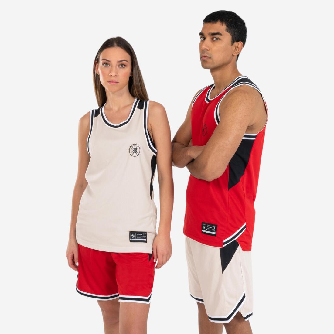 article en promo : Maillot basketball sans manche reversible homme/femme -  t500r gris noir buzzer