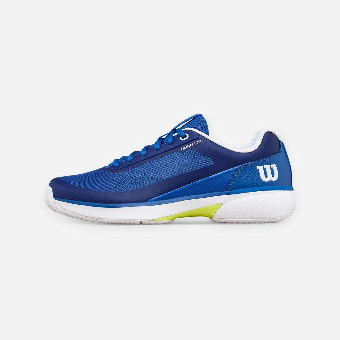 article en promo : Chaussures de tennis multicourt homme, rush pro lite bleu blanc jaune
