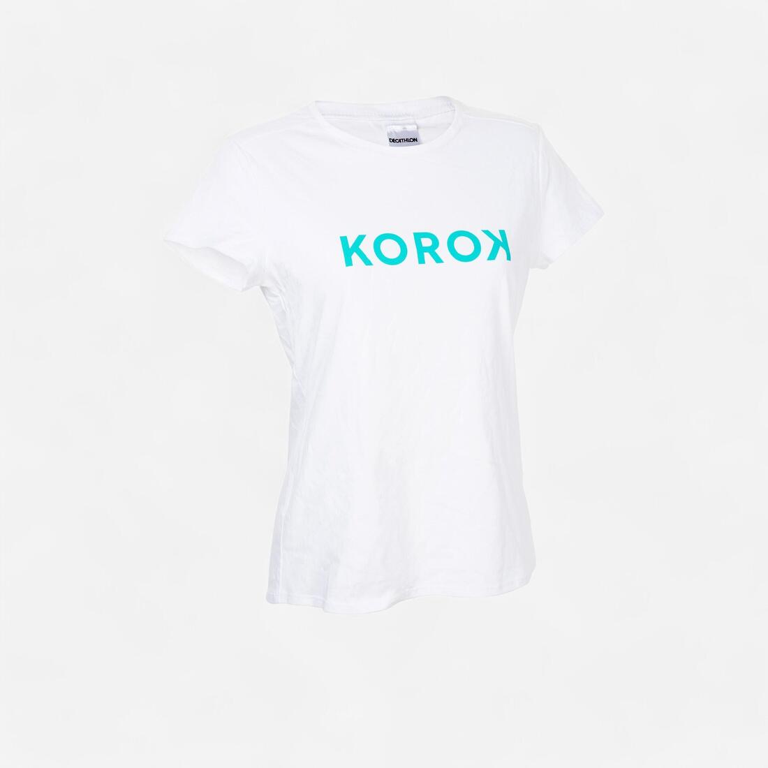 article en promo : T-shirt de hockey sur gazon femme fh110 blanc et turquoise