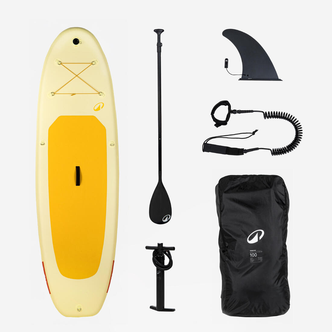 article en promo : Pack stand up paddle gonflable 9'6, 1 personne (jusqu'à 80kg)  - 100 jaune