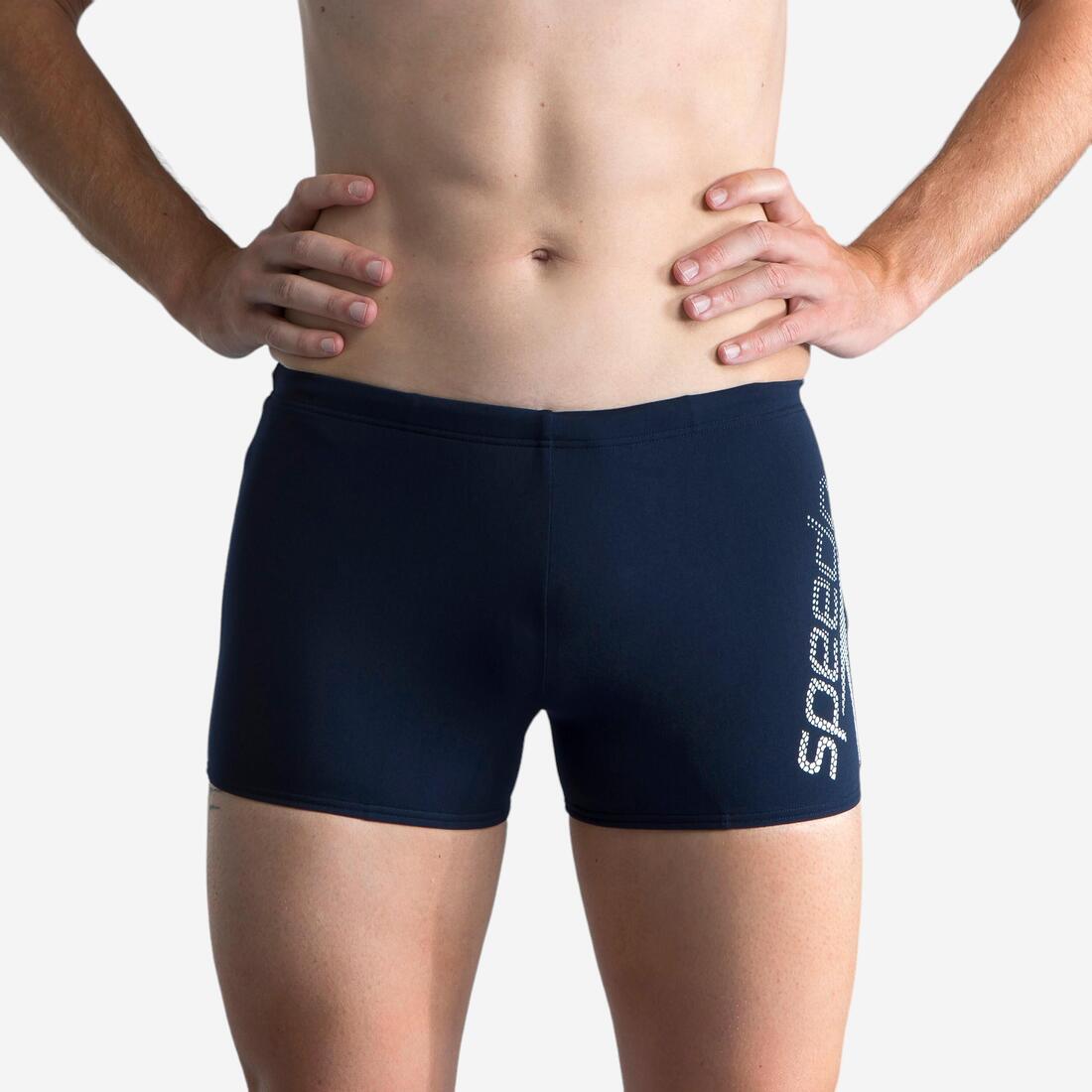 article en promo : Maillot de bain boxer homme speedo bleu blanc