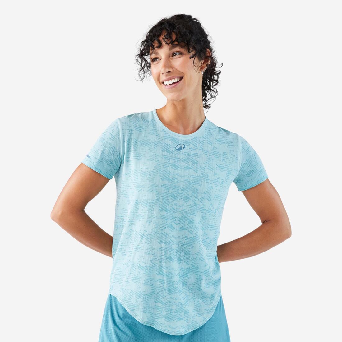 article en promo : T-shirt de padel femme manches courtes technique respirant