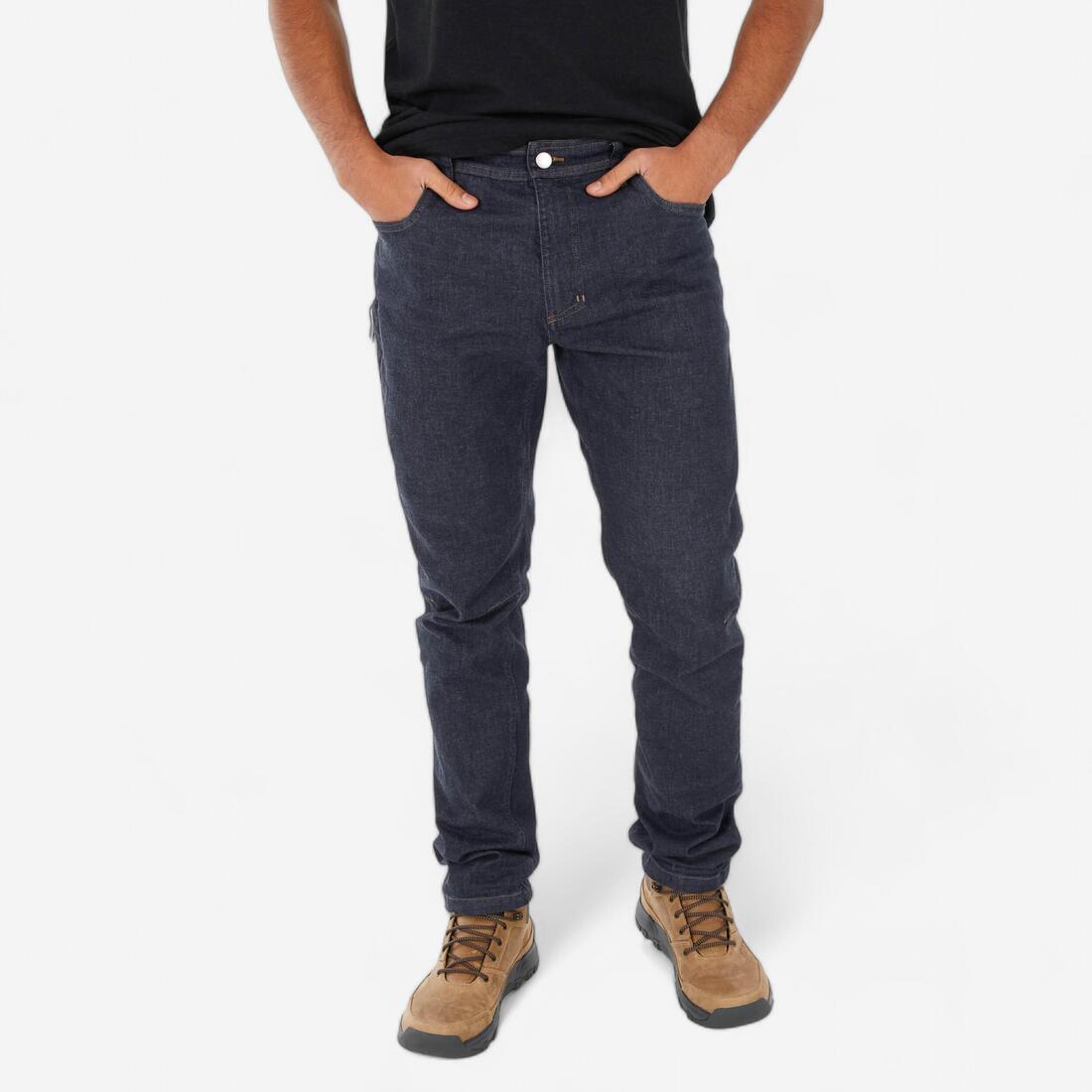 article en promo : Pantalon de randonnée homme, nh500 jeans bleu