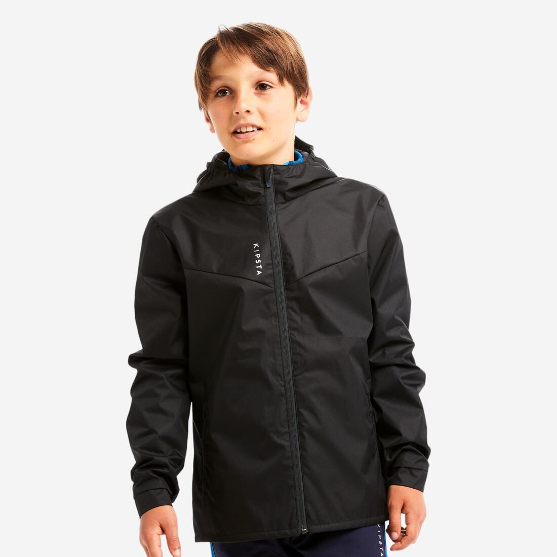 article en promo : Veste coupe pluie de football t500 enfant noire