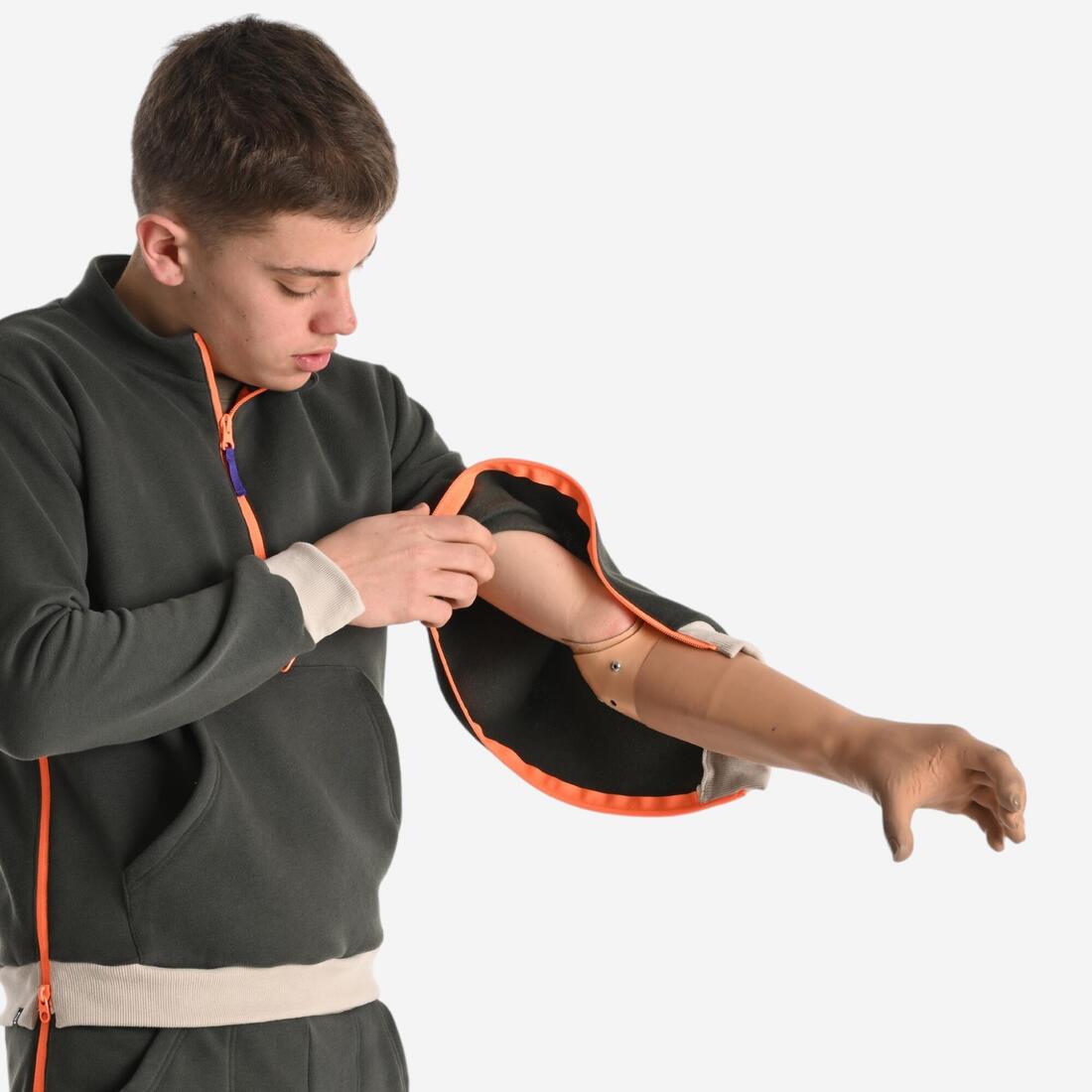 article en promo : Sweat enfant zippé facile à enfiler - vert olive