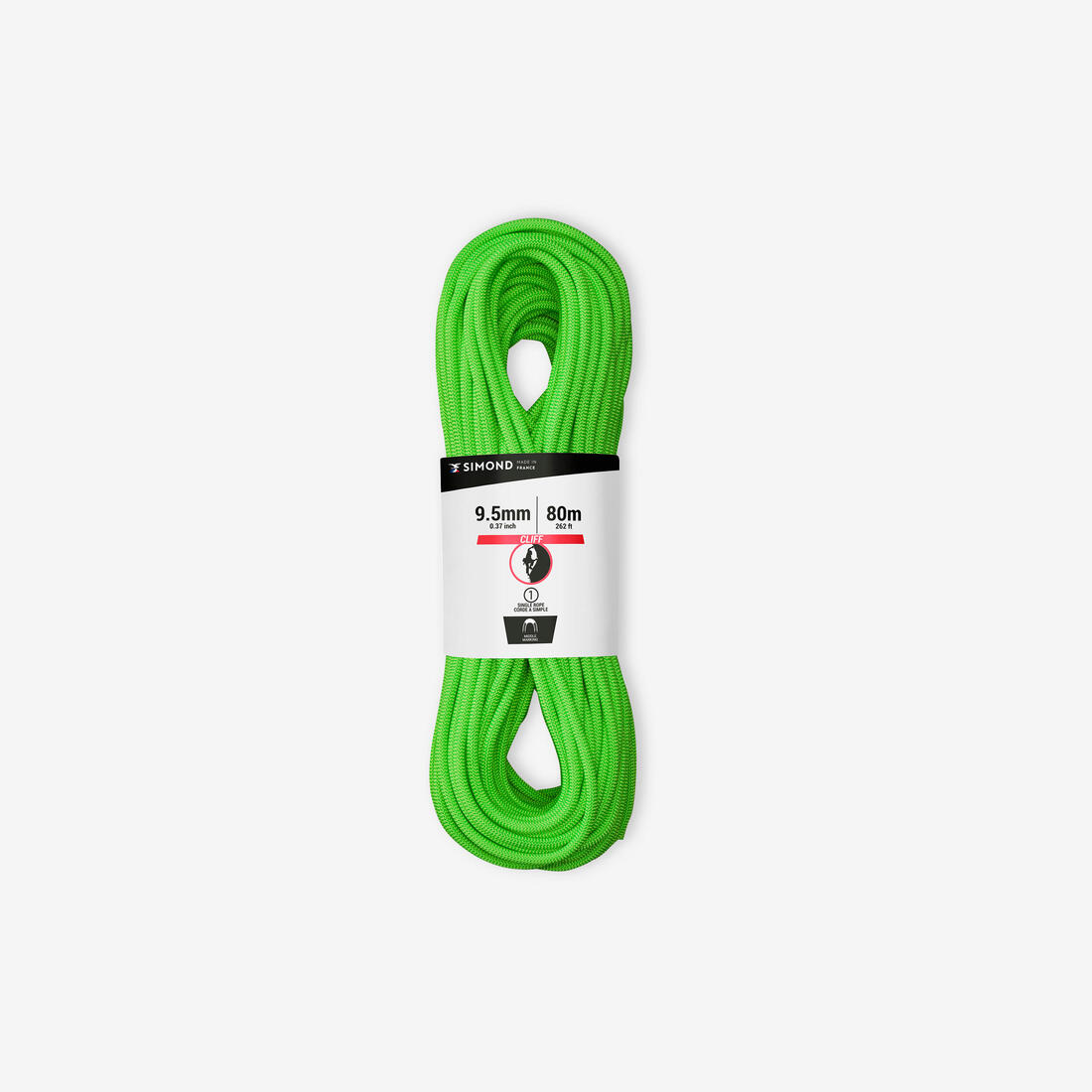 article en promo : Corde d'escalade 9,5 mm x 80 m - cliff vert