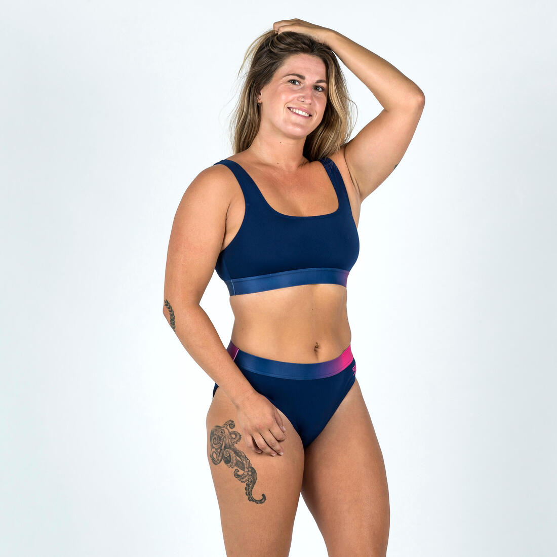 article en promo : Bas de maillot de bain natation femme speedo navy rose