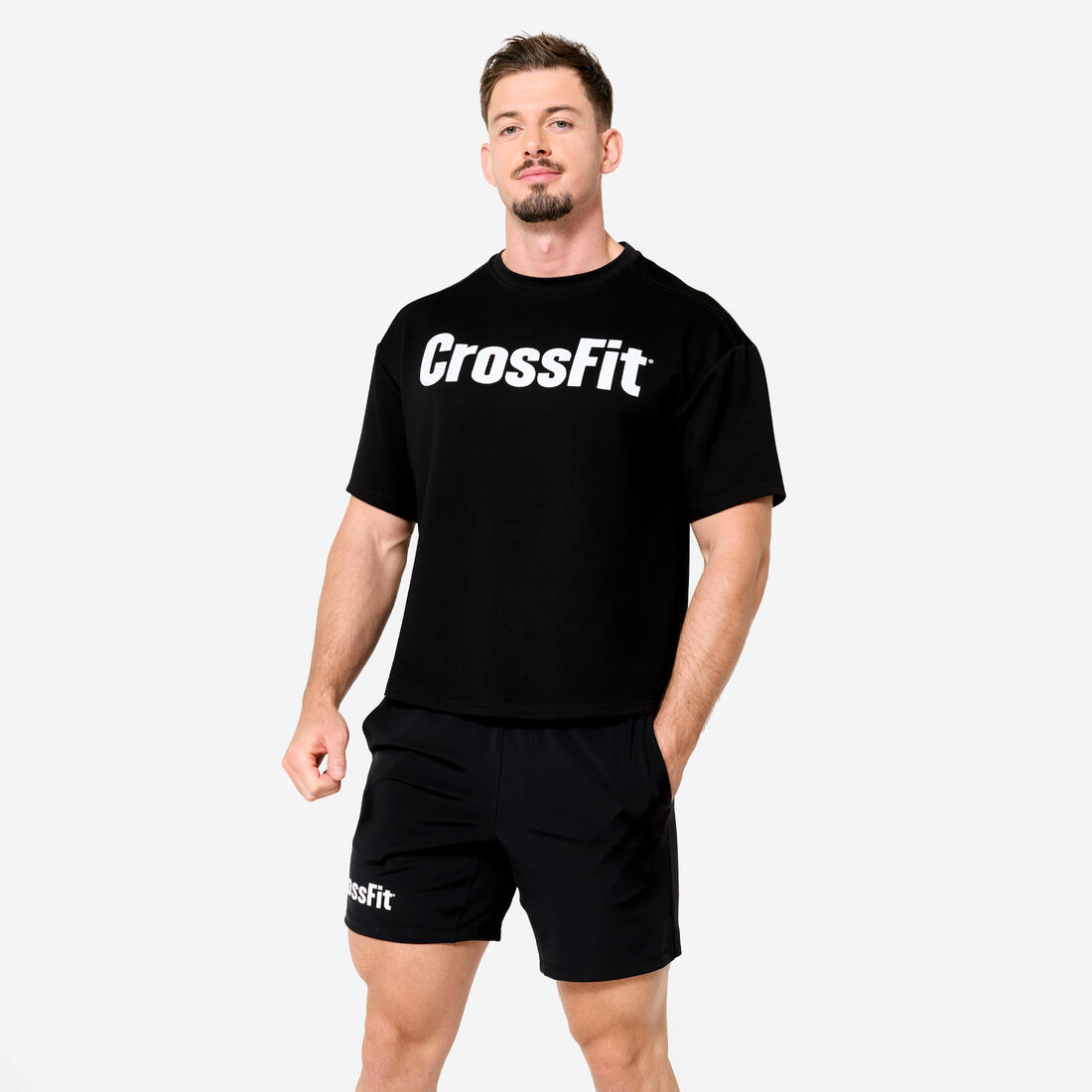 article en promo : Tee shirt de crossfit® oversize unisexe, noir