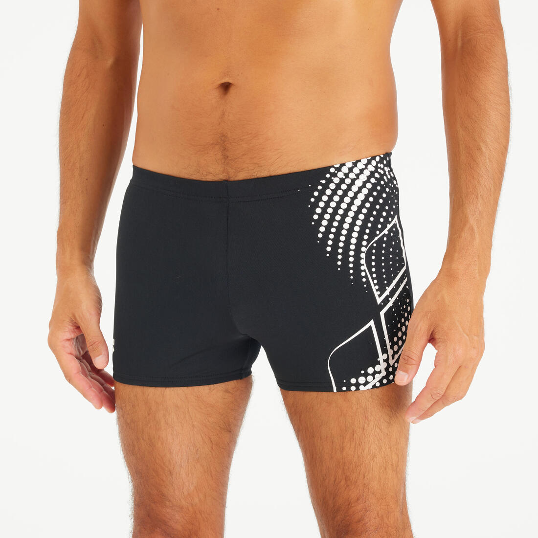 article en promo : Maillot boxer de bain natation homme - arena noir graph blanc