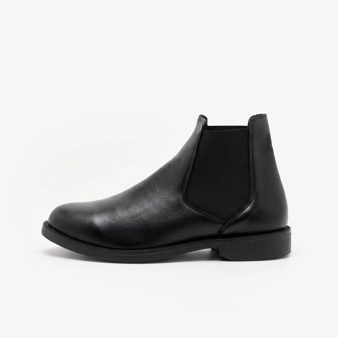 article en promo : Boots équitation cuir adulte - 500 noires