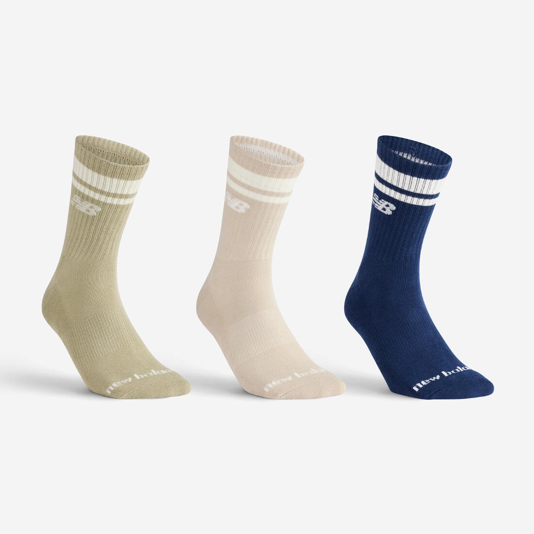 article en promo : Chaussettes de sport hautes lot de 3 paires adulte, nb high kaki beige bleu