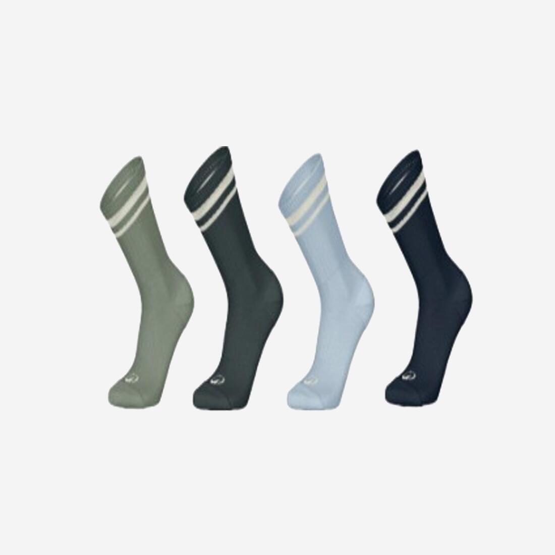 article en promo : CHAUSSETTES DE TENNIS HAUTES ENFANT DKT ONE BLEU BLANC MARINE LOT DE 4