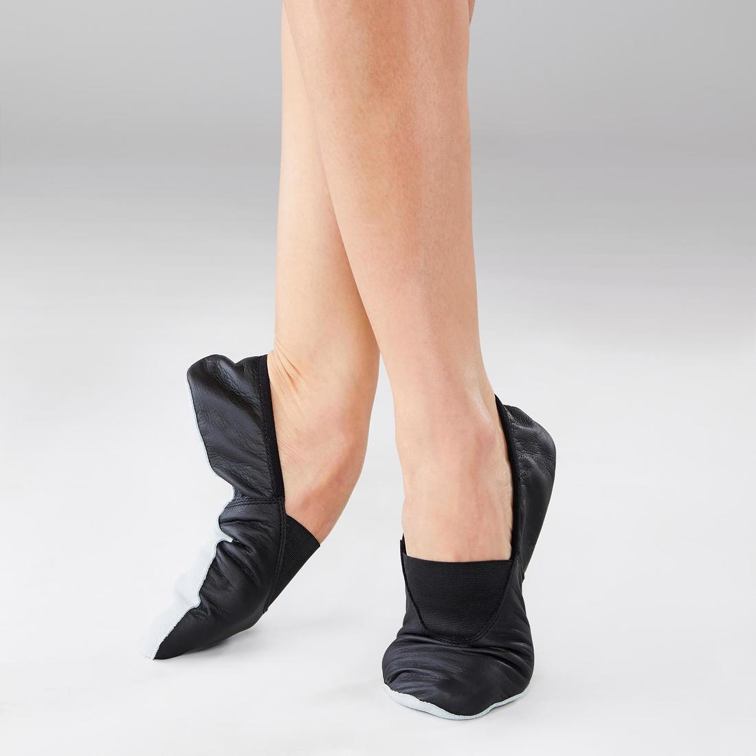 article en promo : Chaussons de danse modern'jazz cuir souple T30-40 - noir