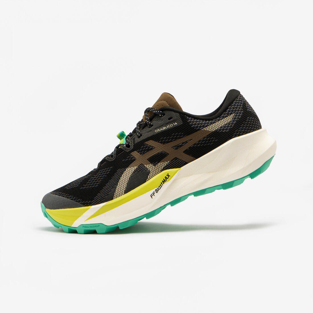 article en promo : Chaussures de running trail homme, Asics trabuco 14, noir et
