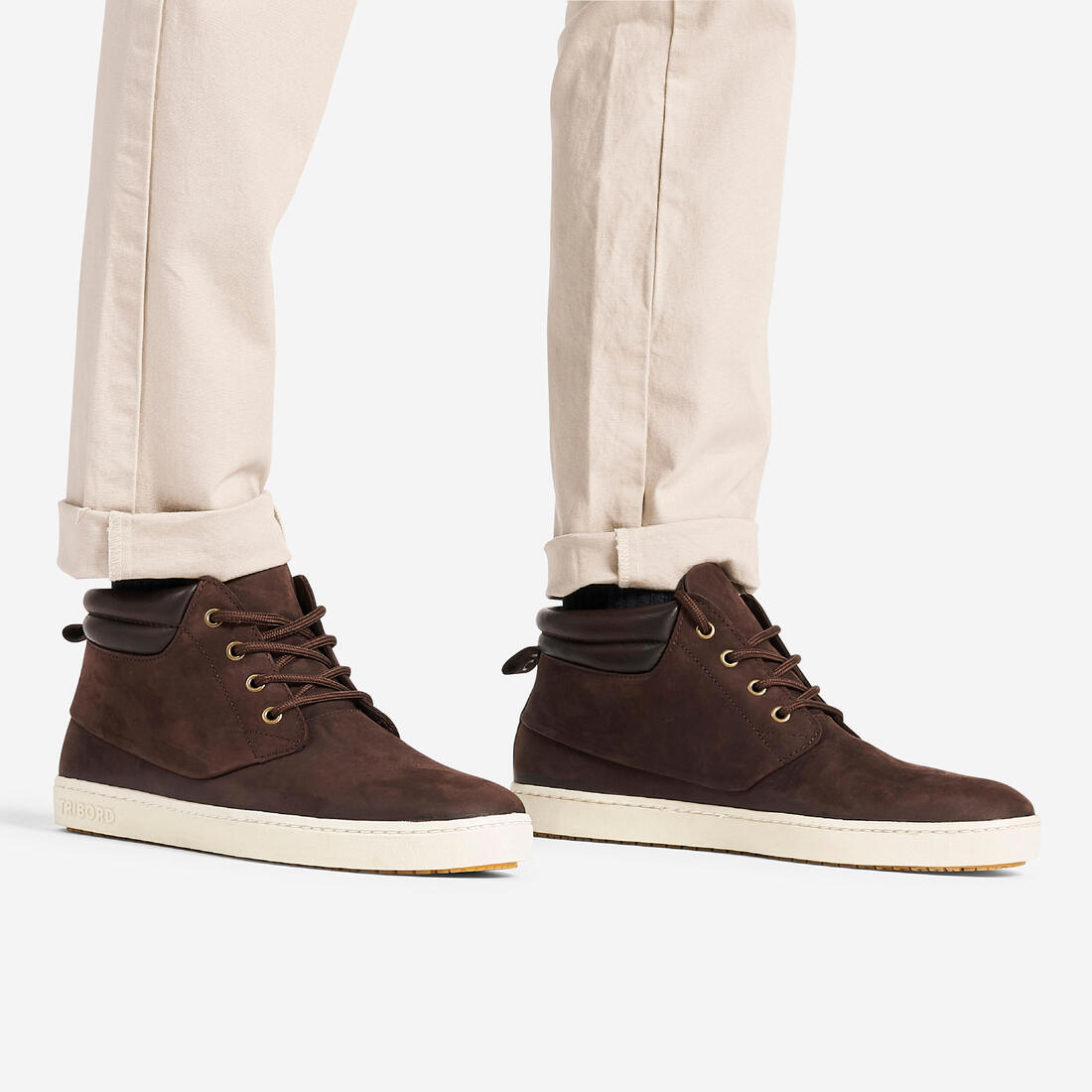 article en promo : Chaussures bateau homme en cuir imperméable 500