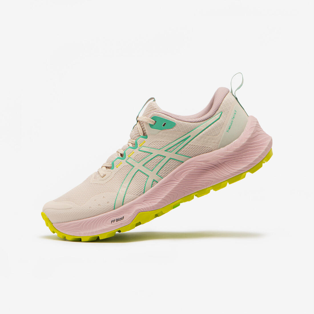 article en promo : Chaussures de running trail femme, asics trabuco terra 2, noir et