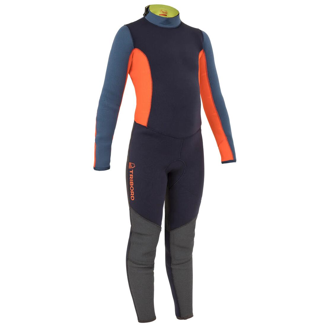 article en promo : Combinaison néoprène 3/2mm cousu-collée voile enfant dinghy 500 bleu/orange