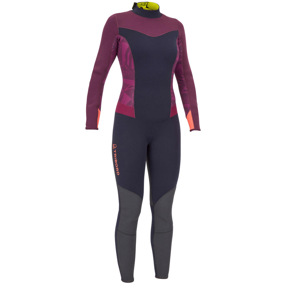 article en promo : Combinaison néoprène 3/2mm cousu-collée voile femme dinghy 500 violet/noir