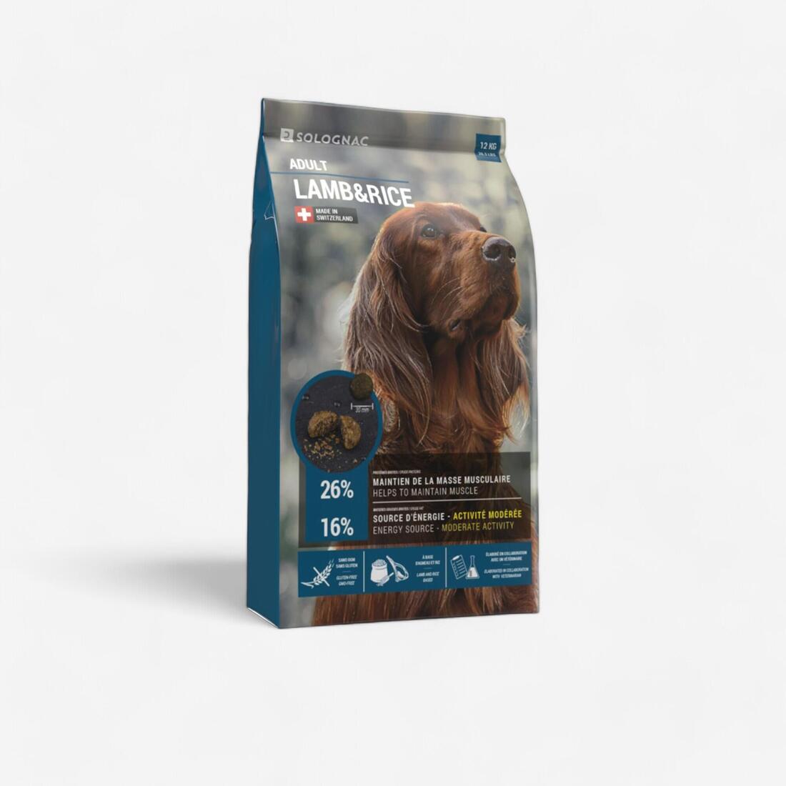 article en promo : Croquettes chien adult agneau-riz 12kg