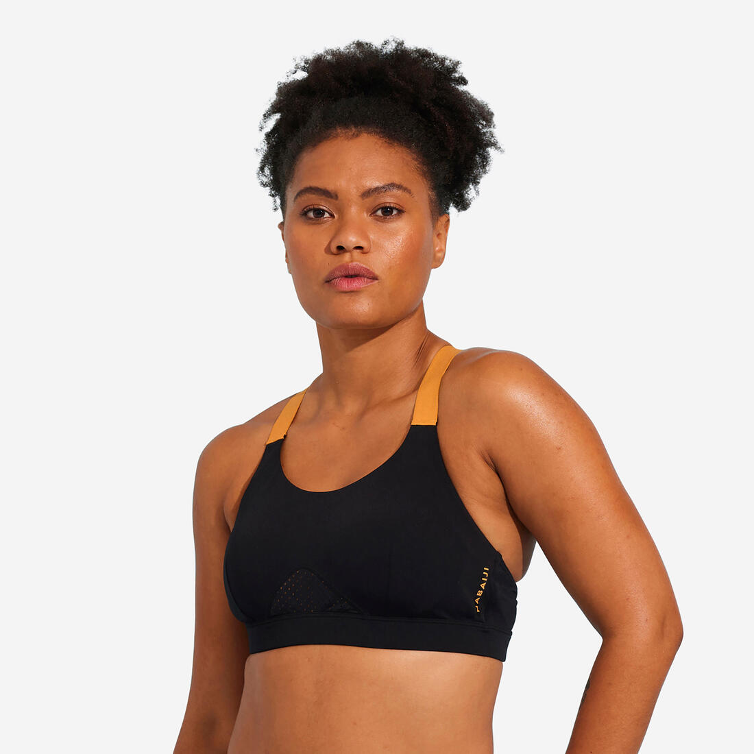 article en promo : Haut de maillot de bain aquagym-aquabike femme elea noir ocre