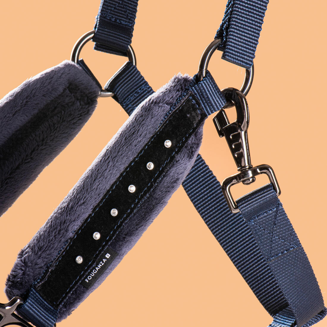 article en promo : Kit licol et longe équitation cheval et poney - strass bleu noir