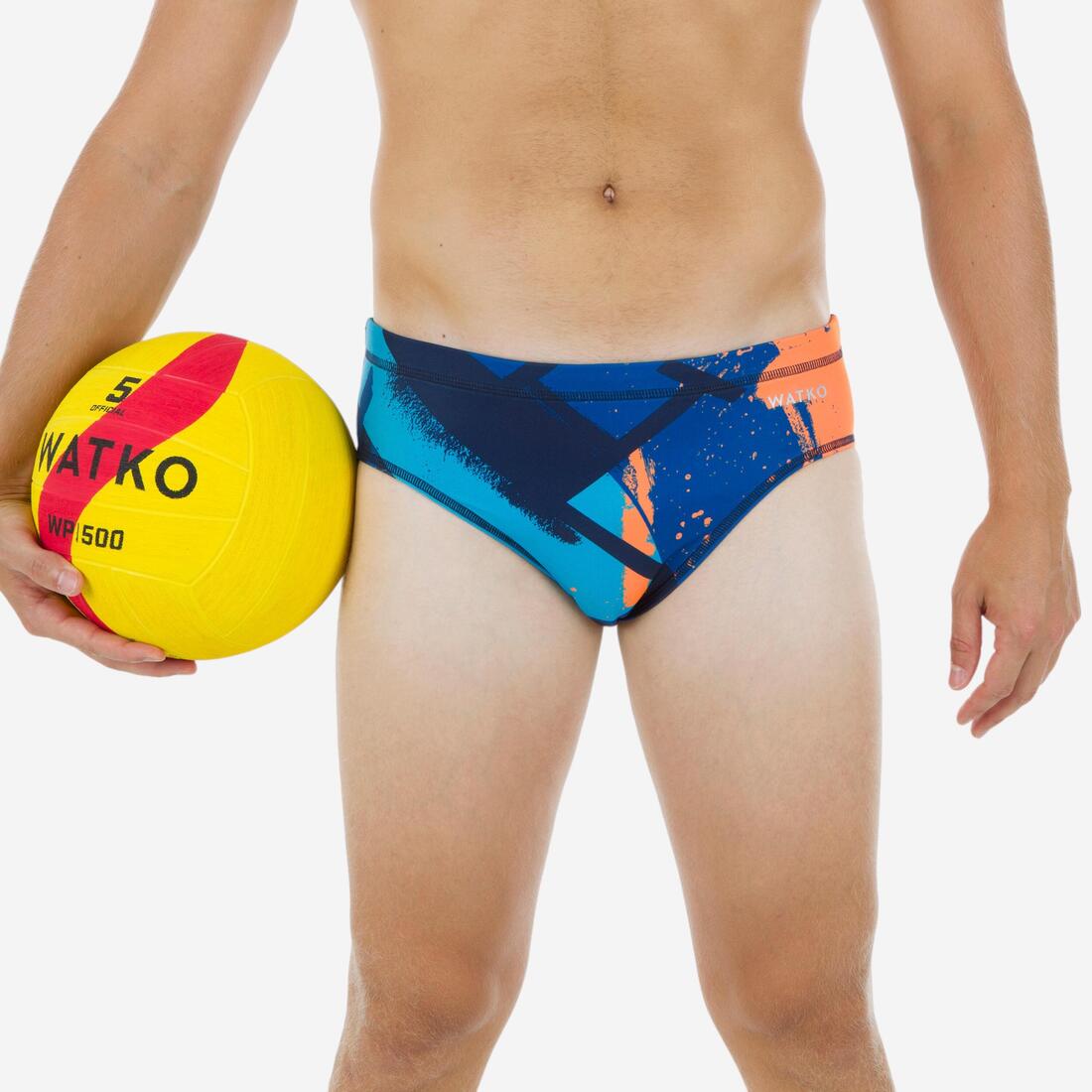 article en promo : Maillot bain slip water polo 500 homme shark