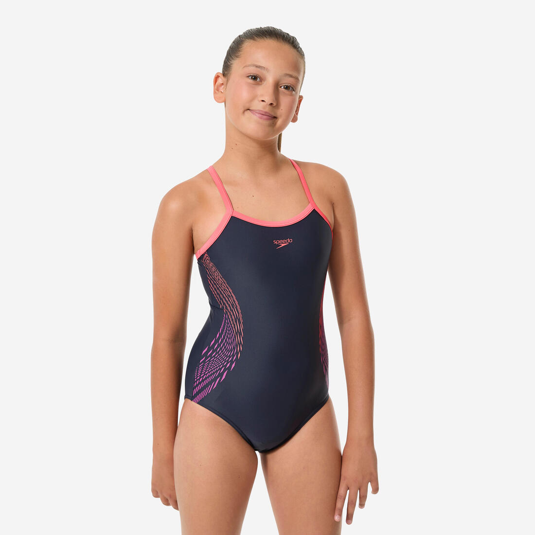 article en promo : Maillot de bain 1 pièce natation fille - speedo placement muscleback  bleu coral