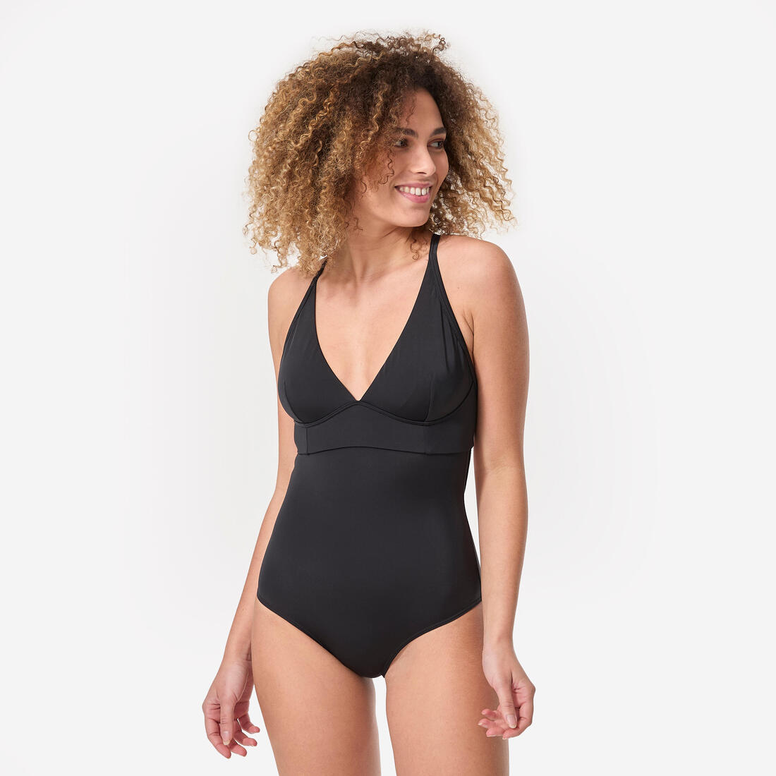 article en promo : Maillot de bain de surf 1 pièce femme avec double réglage dos bea noir