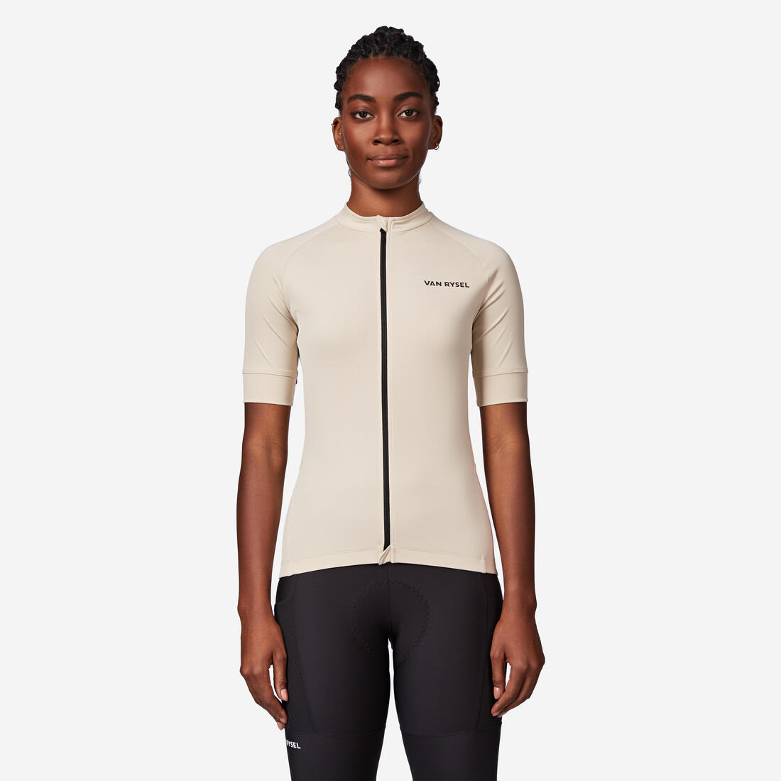 article en promo : Maillot manches courtes de vélo de route femme - discover beige