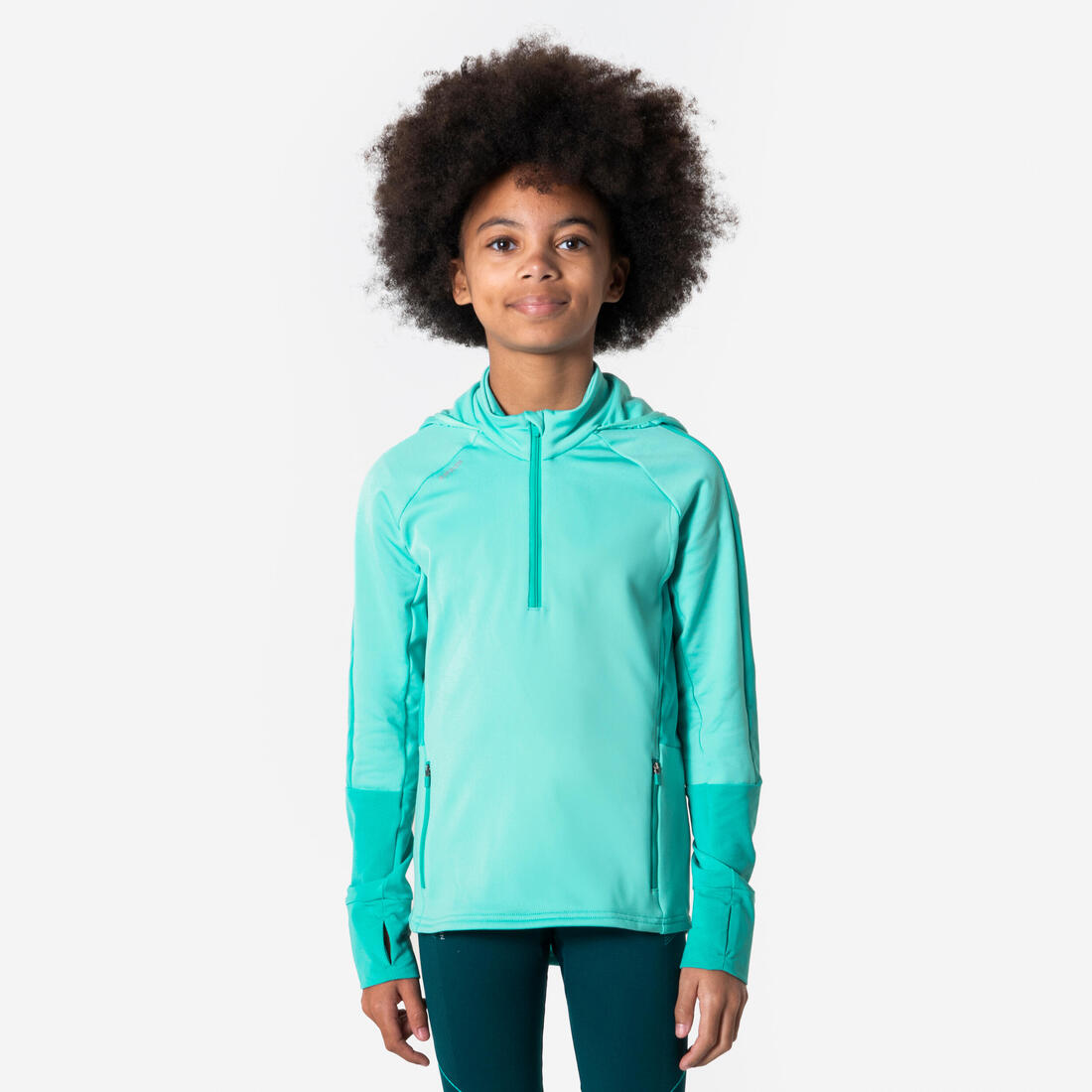 article en promo : T-Shirt manches longues chaud avec zip fille, KIPRUN WARM+ 900