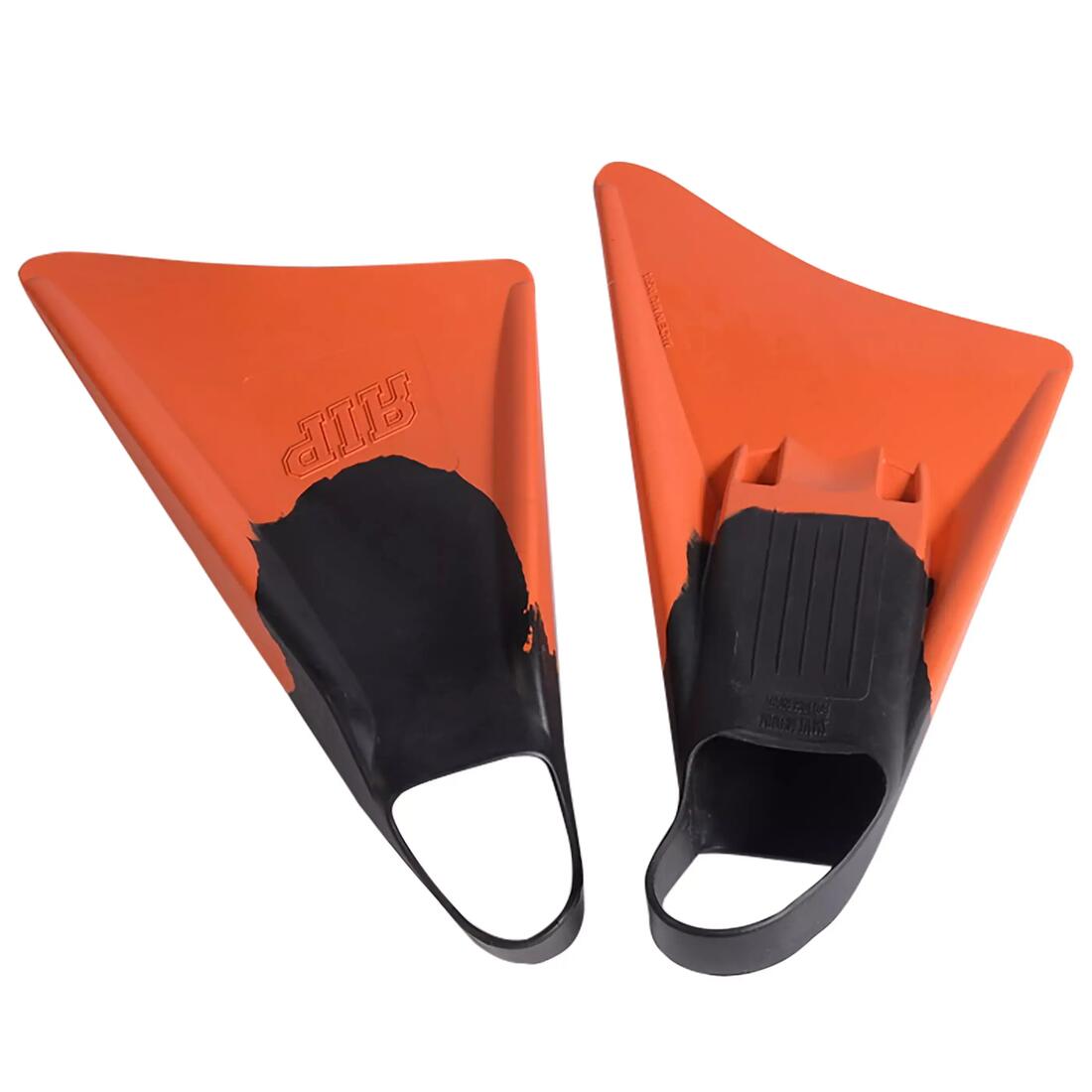 article en promo : Palmes bodyboard rip asymétriques orange noir