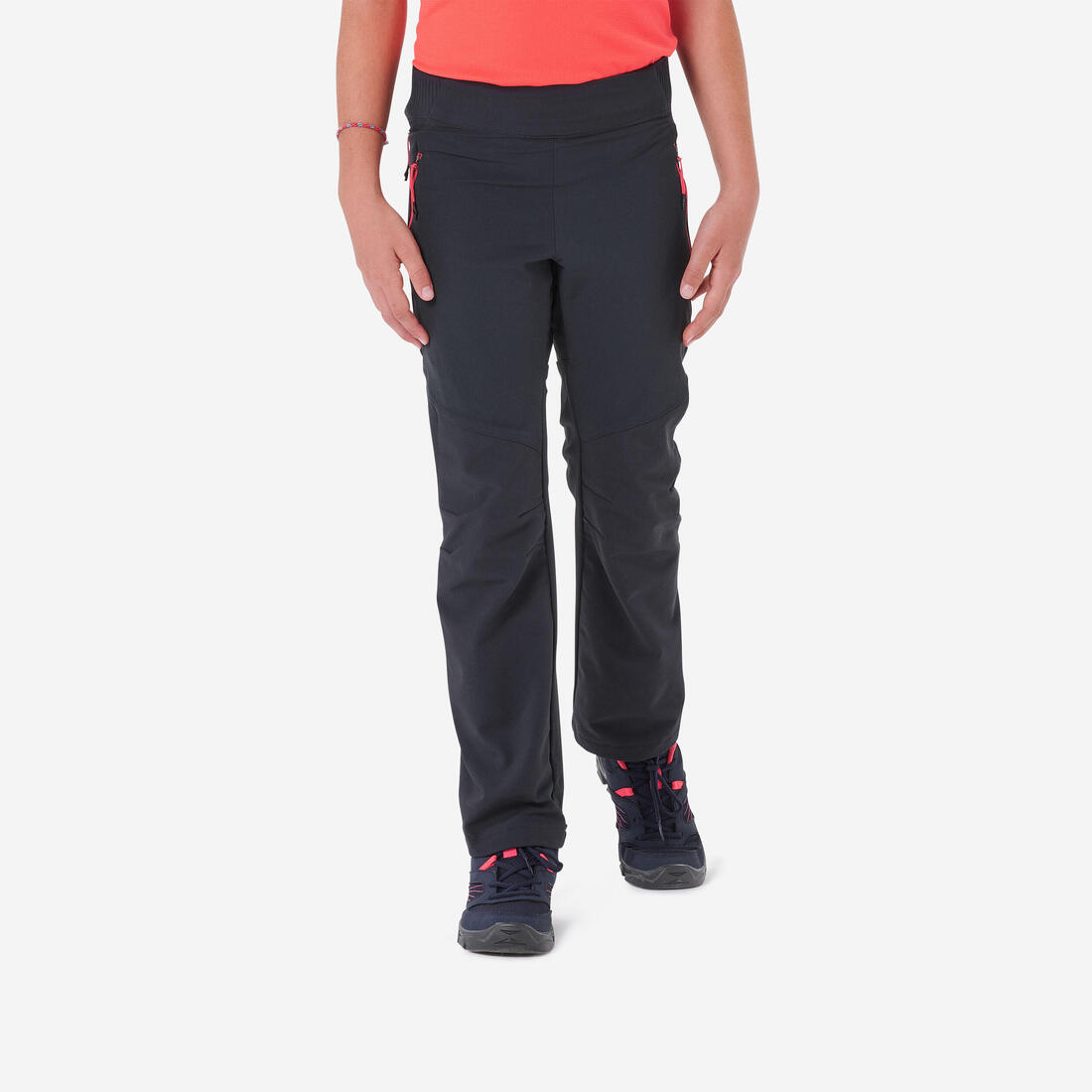 article en promo : Pantalon de randonnée softshell enfant 7-15 ans, mh500 gris - noir