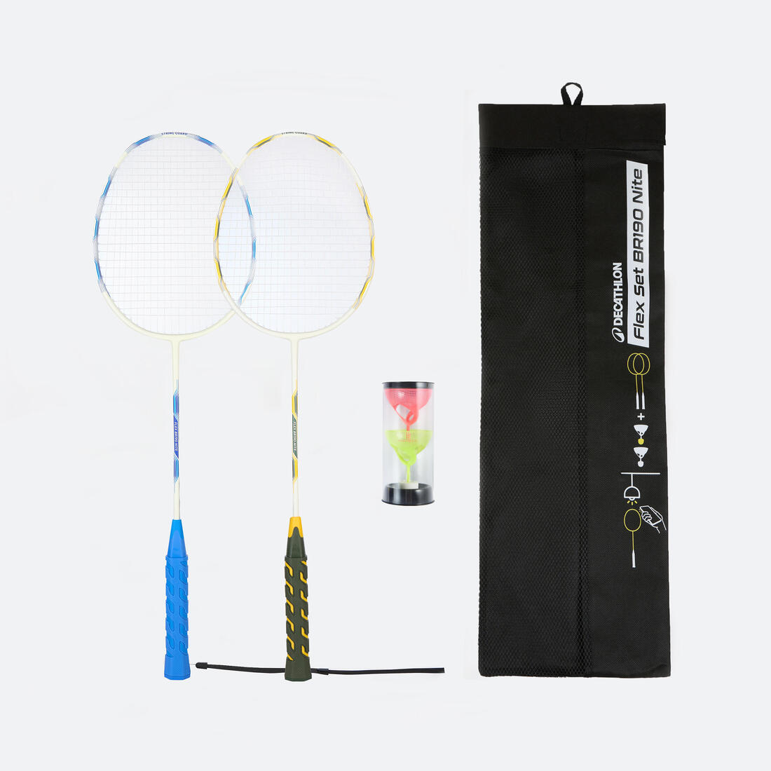 article en promo : Set raquettes de badminton lumineux adulte, flex set br190 nite bleu/jaune