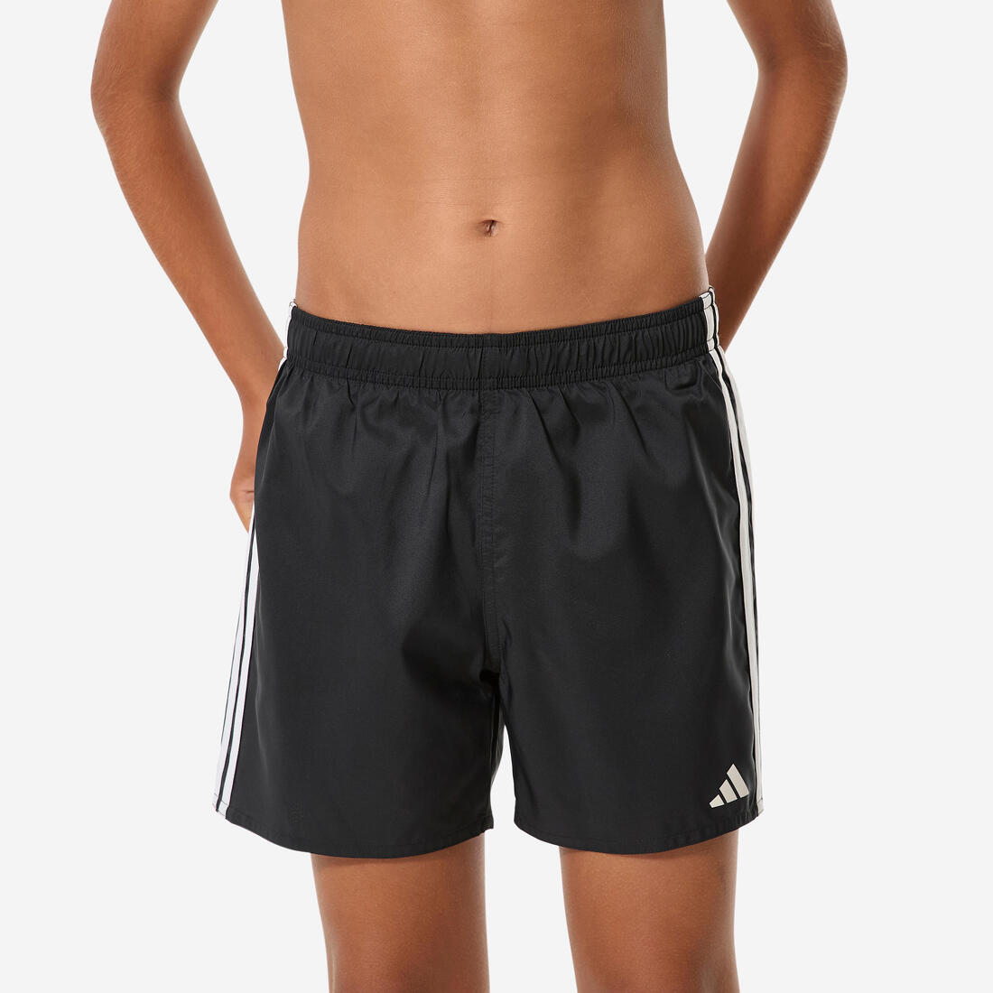 article en promo : Short de bain 3 bandes garçon, noir et