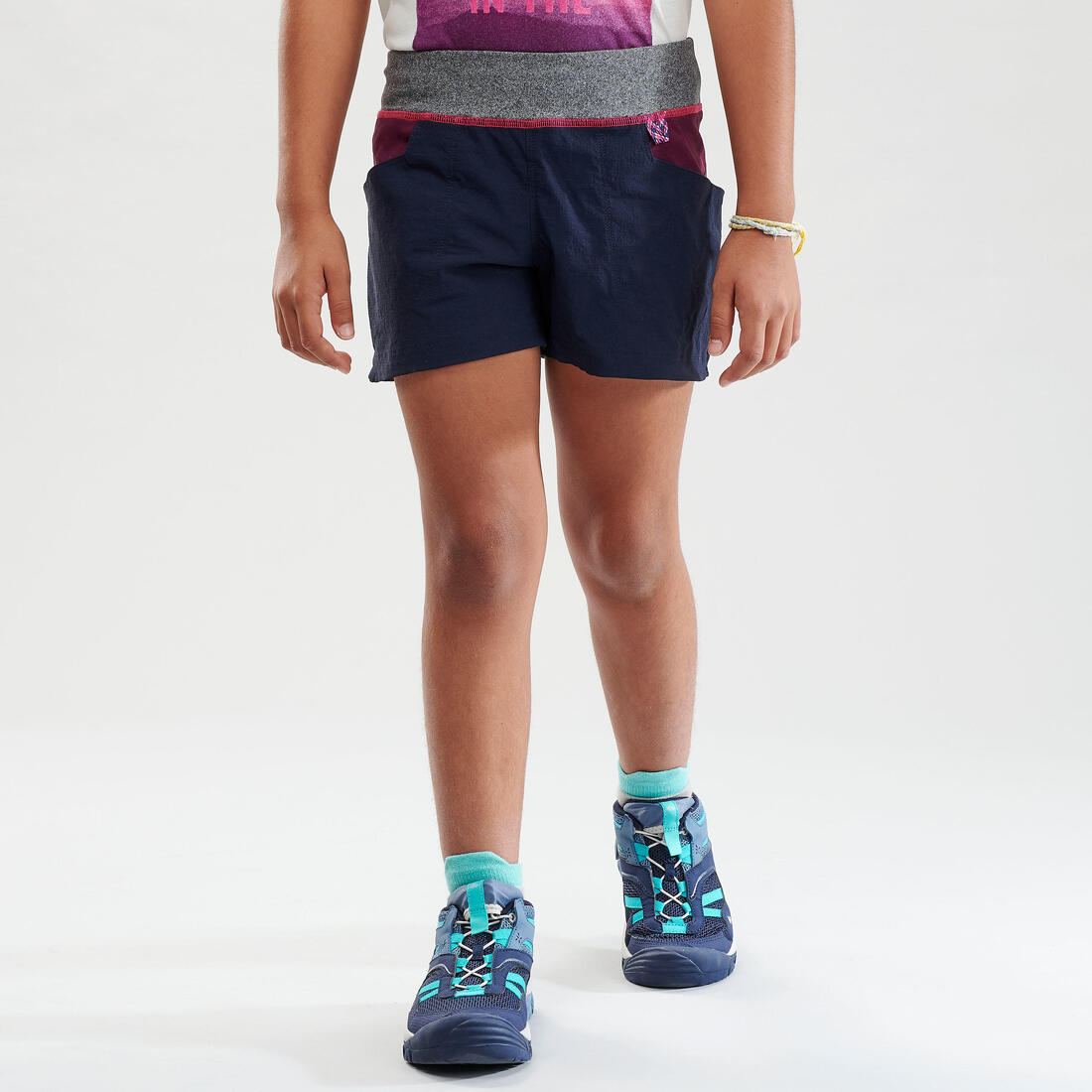 article en promo : Short de randonnée enfant Hike 500 prune