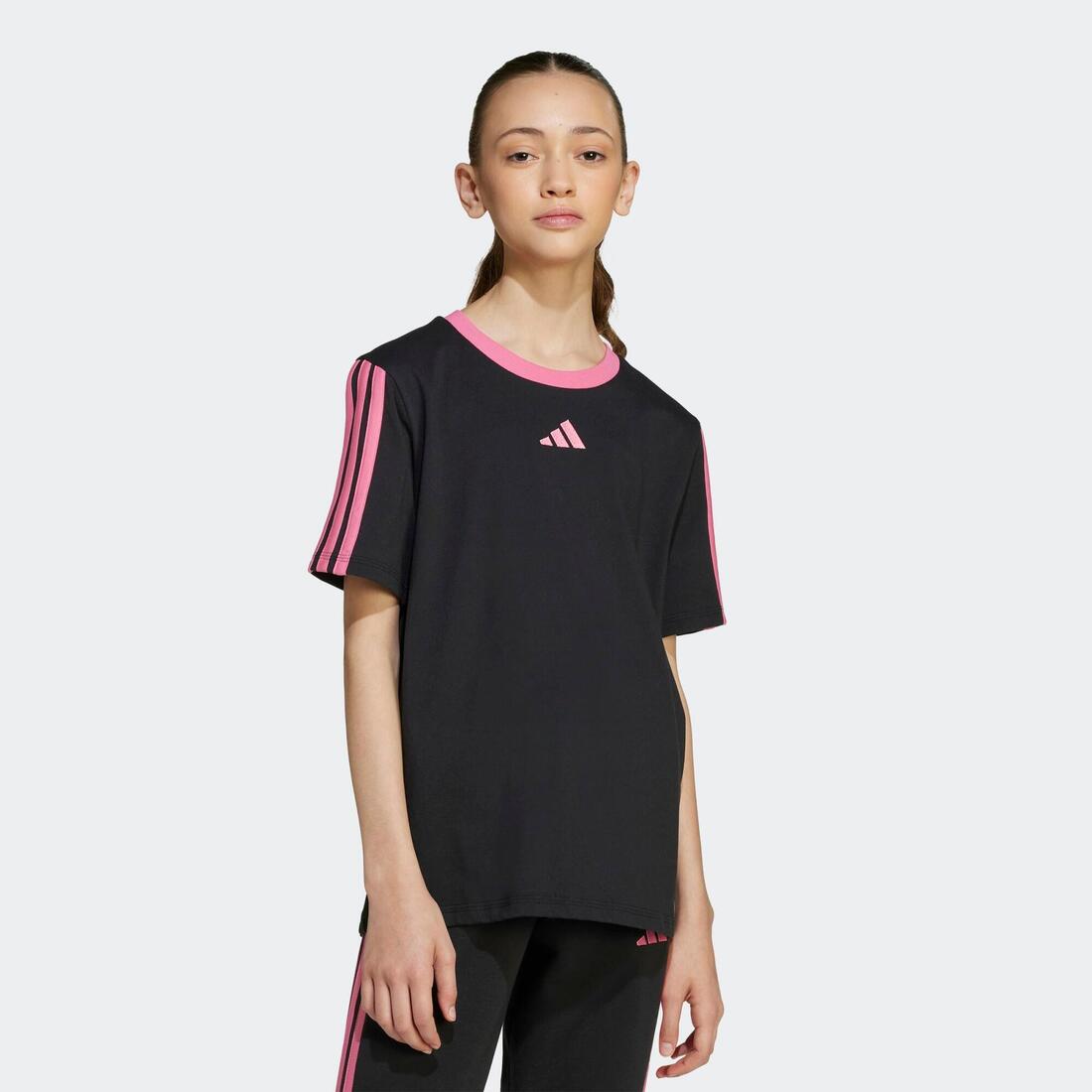 article en promo : T-shirt enfant en coton, noir et rose
