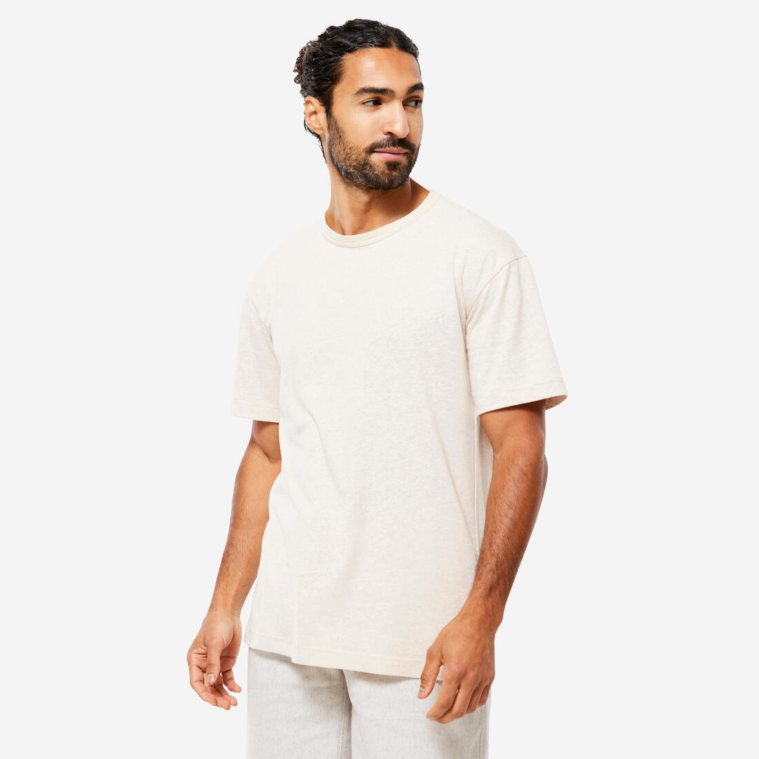 article en promo : Tee-shirt homme en coton bio et lin - beige