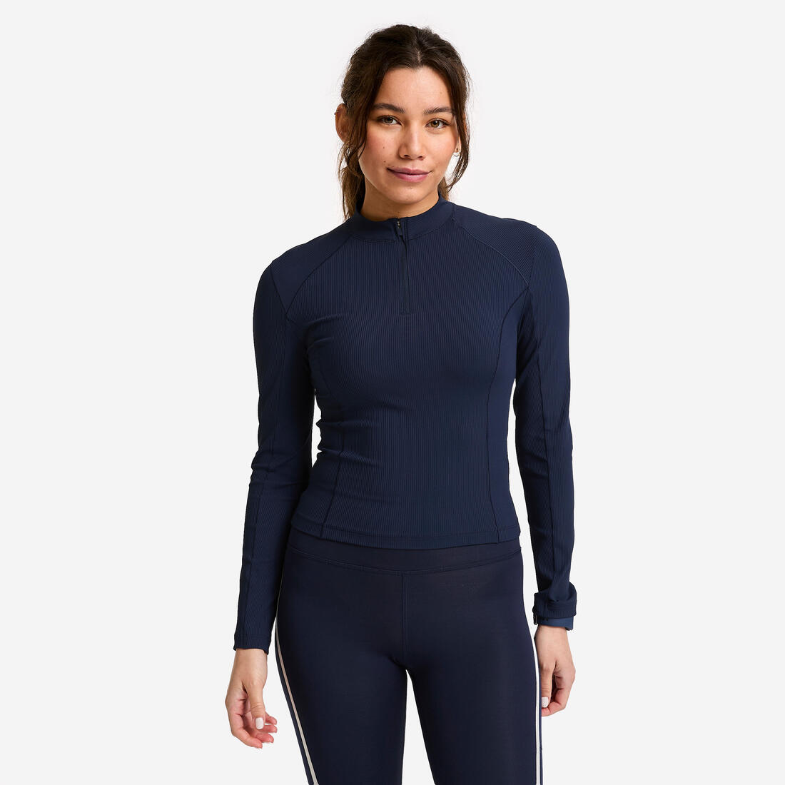 article en promo : Tee-shirt manches longues demi zip femme foncé