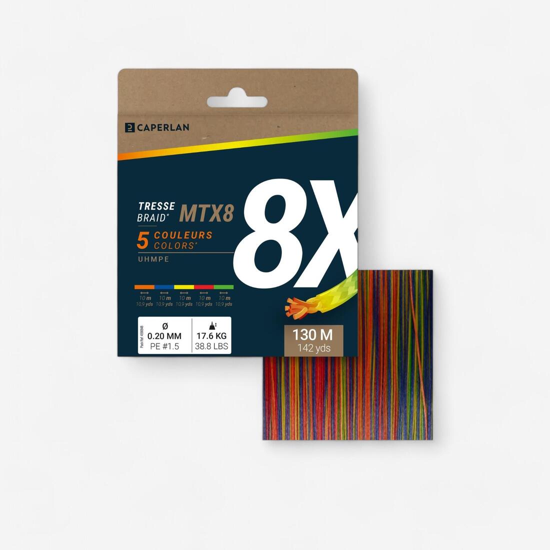 article en promo : Tresse 8 brins mtx8 multicolore 130m pêche en mer