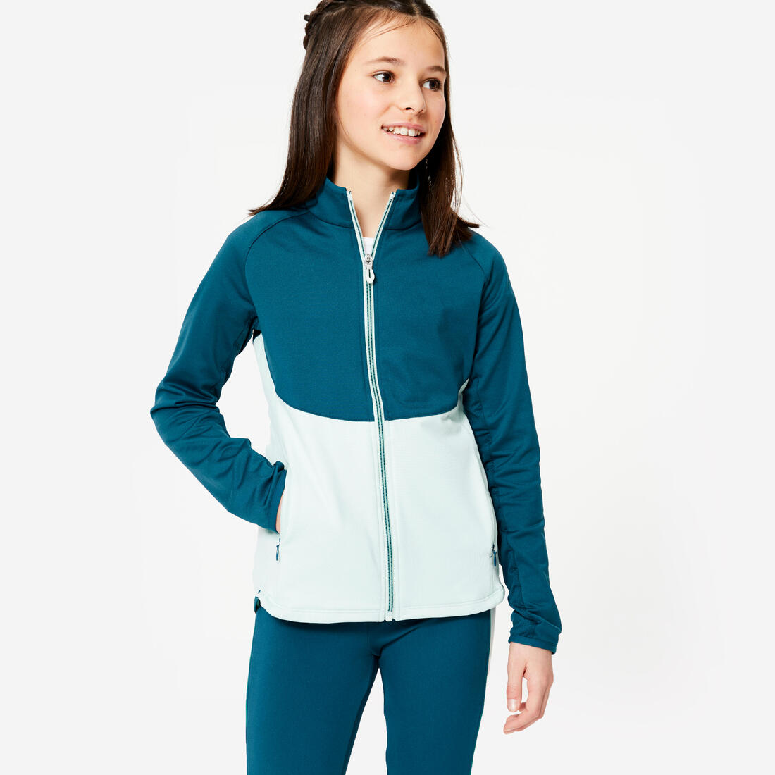 article en promo : Veste de sport cintrée fille, bleu et